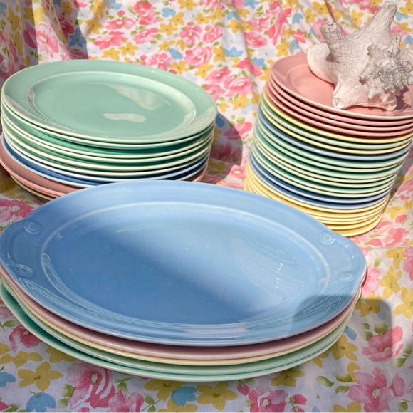 LuRay Pastels giant 39 piece lot serving platters dinner plates small plates - Picture 8 of 10
